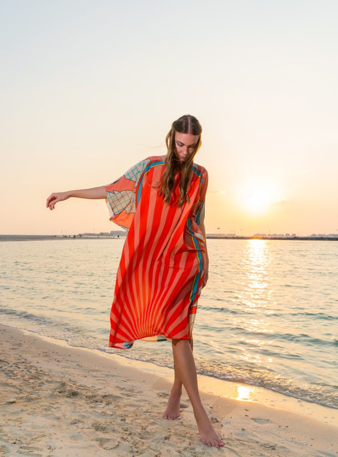 Shore Retro Print Short Kaftan-1