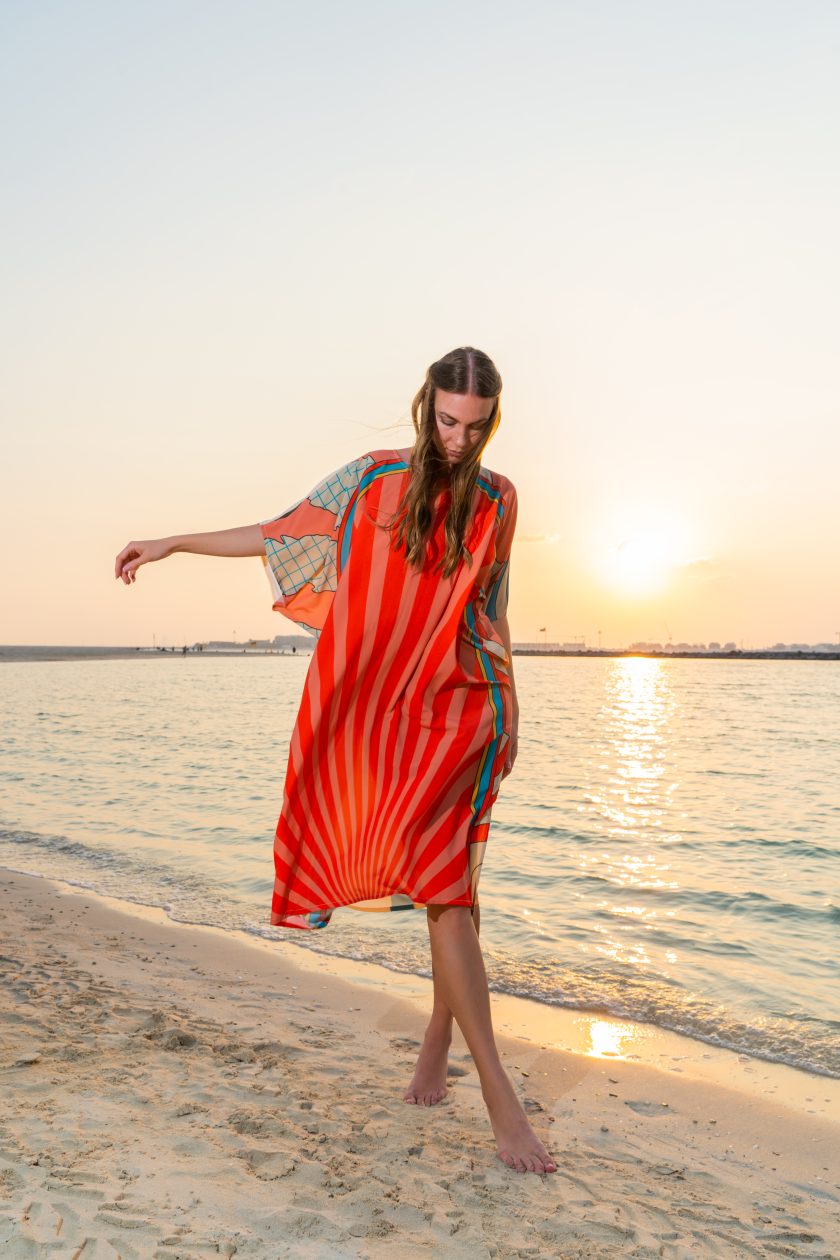 Shore Retro Print Short Kaftan-1