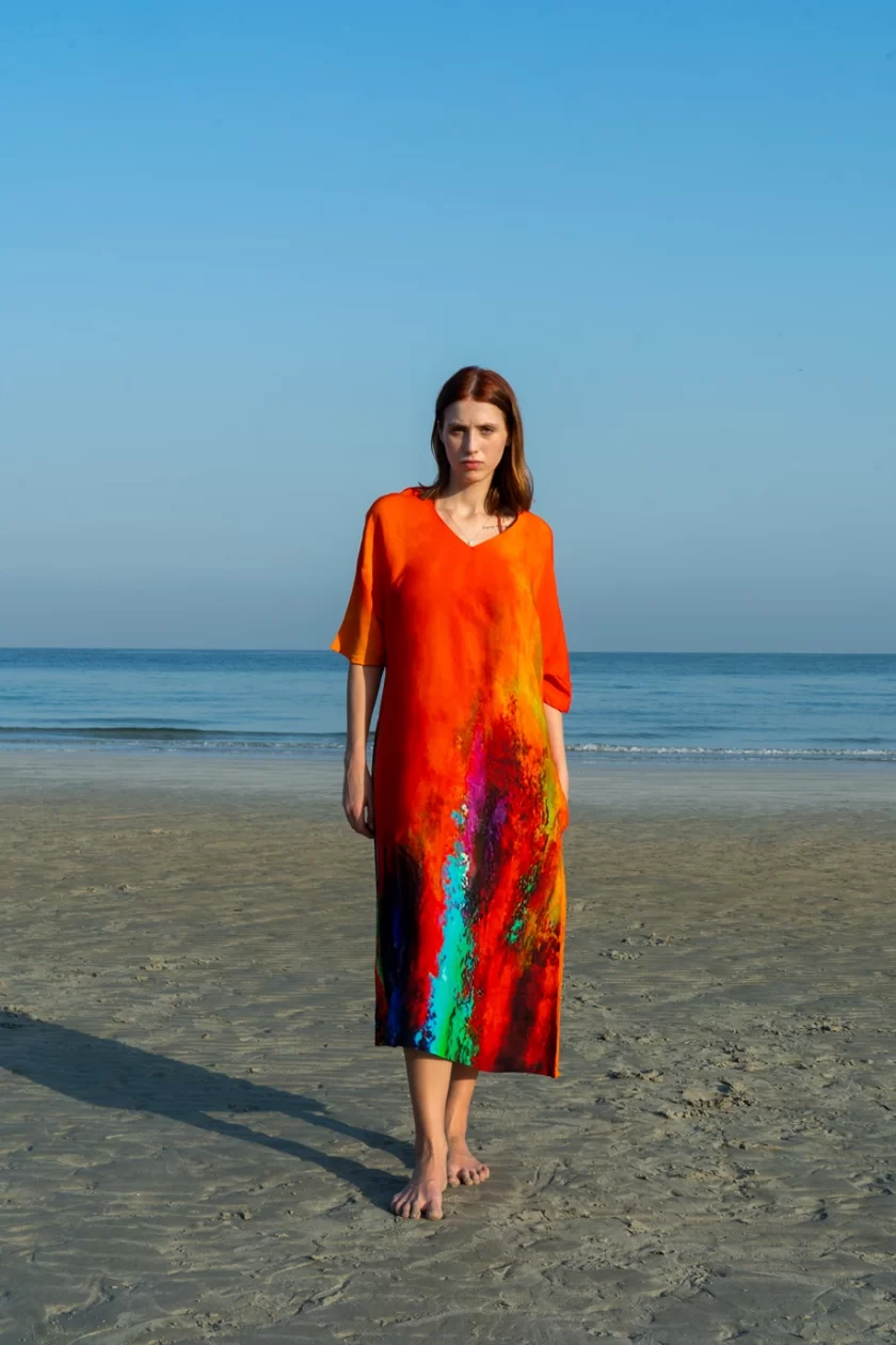 Tiger Print Abstract Multicolour Kaftan