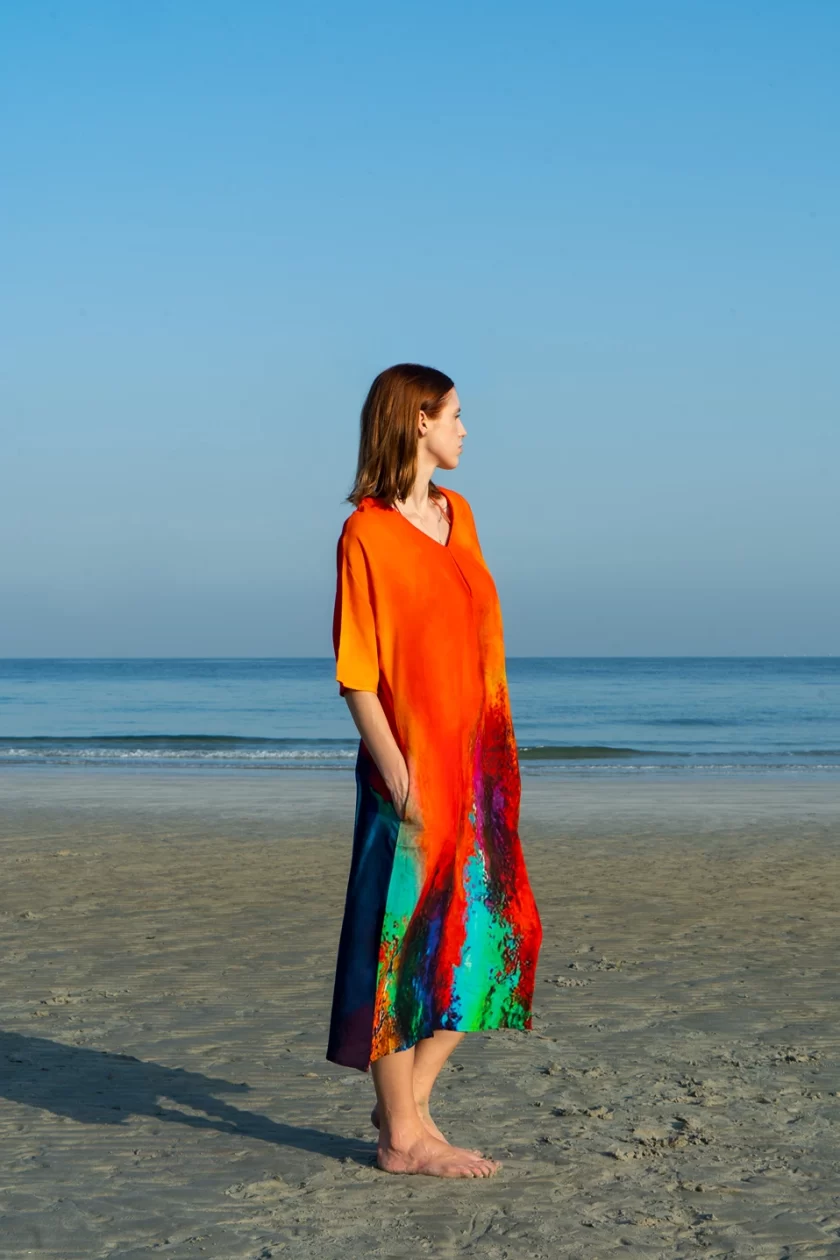 Tiger Print Abstract Multicolour Kaftan - Image 2