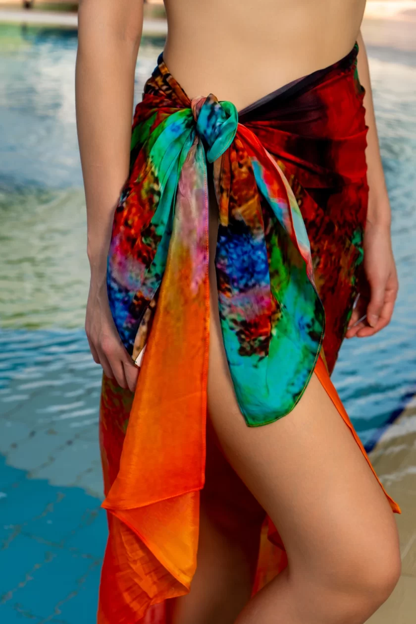 Abstract Print Multicolor Sarong - Image 7