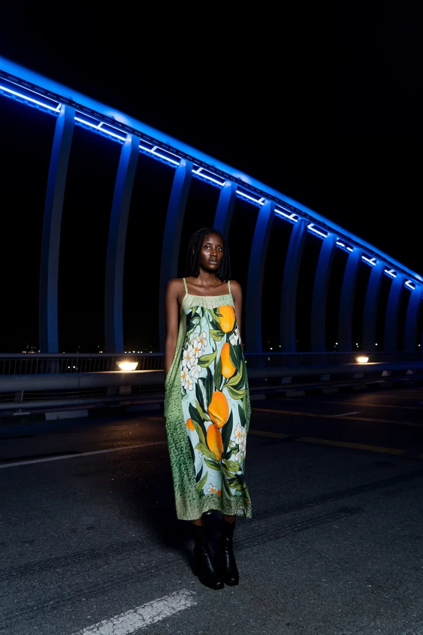 Orange Print Vintage Spaghetti Strap Maxi Dress - Image 5