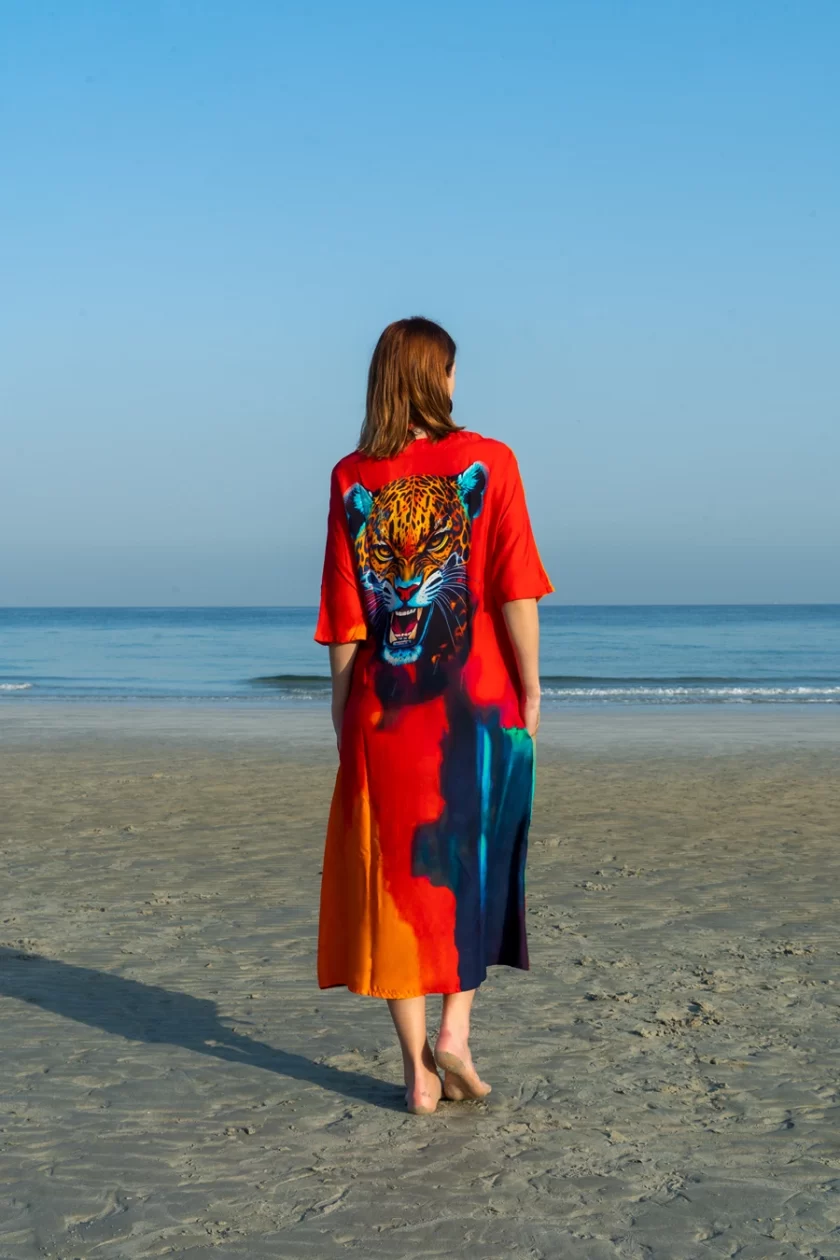 Tiger Print Abstract Multicolour Kaftan - Image 8