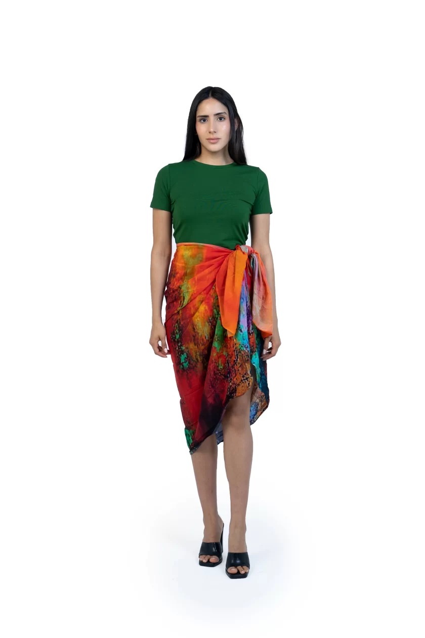 Abstract Print Multicolor Sarong - Image 3