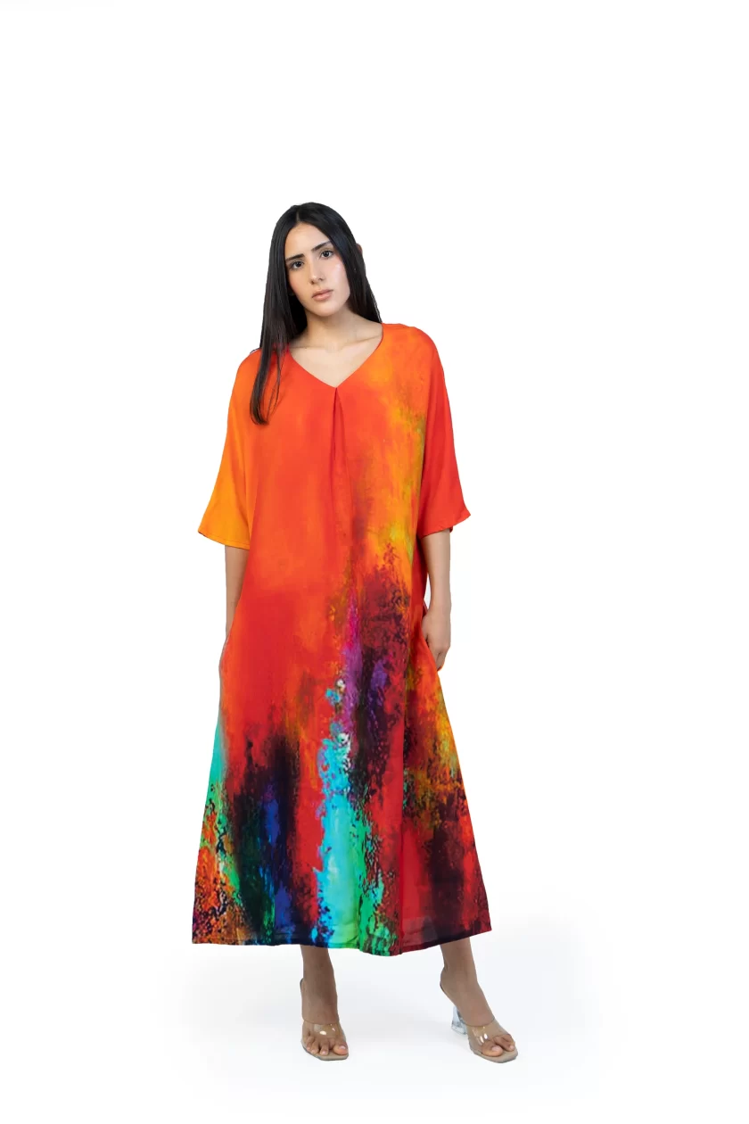 Tiger Print Abstract Multicolour Kaftan - Image 6